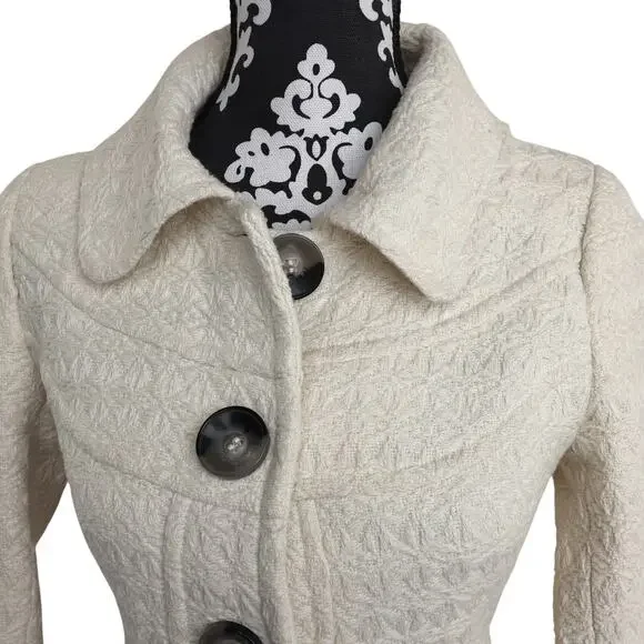 Women's Cream Preppy Twee Charlotte Russe Lined Button Up Jacket - S - Picture 4 of 11